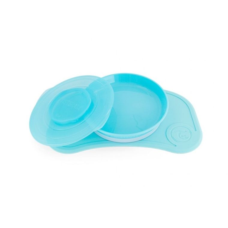 Twistshake, Click-Mat Mini, mata z talerzykiem, pastelowy niebieski