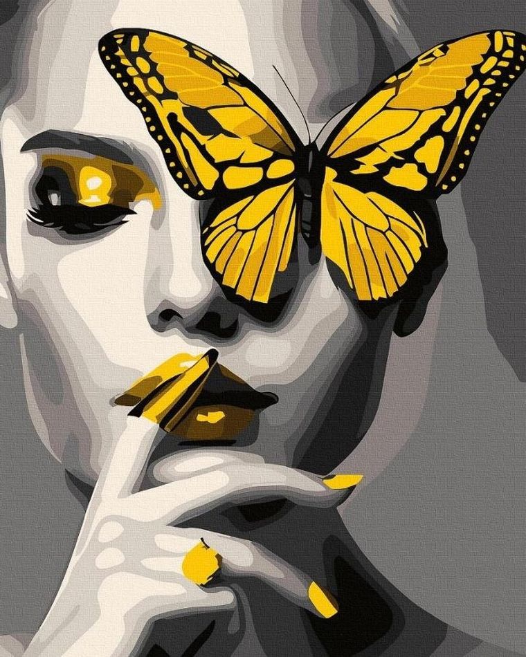 Twoje Hobby, malowanie po numerach + złota farba, Cisza motyla