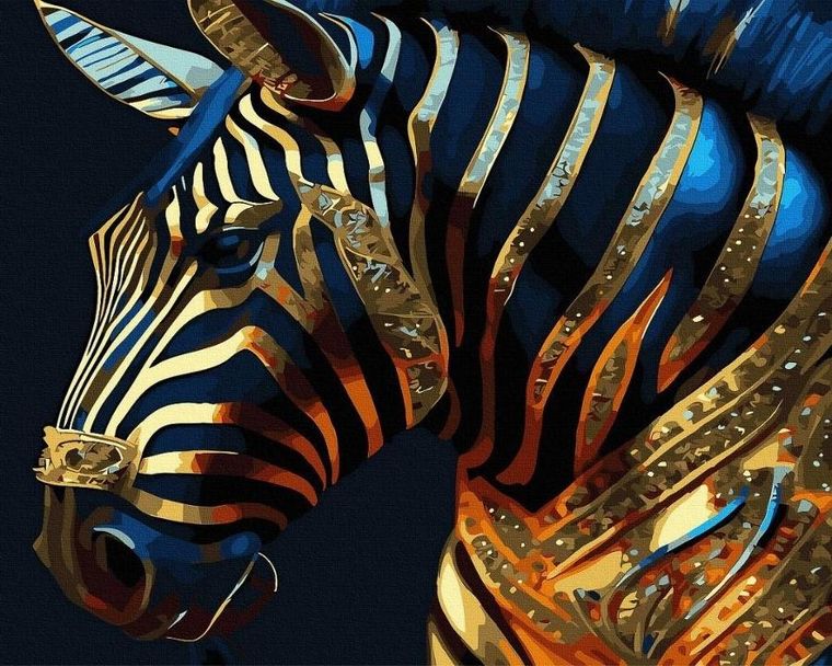 Twoje Hobby, malowanie po numerach + złota farba, Złota zebra