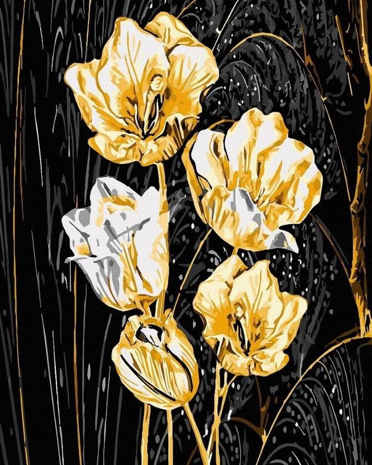 Twoje Hobby, malowanie po numerach + złota farba, Złote płatki