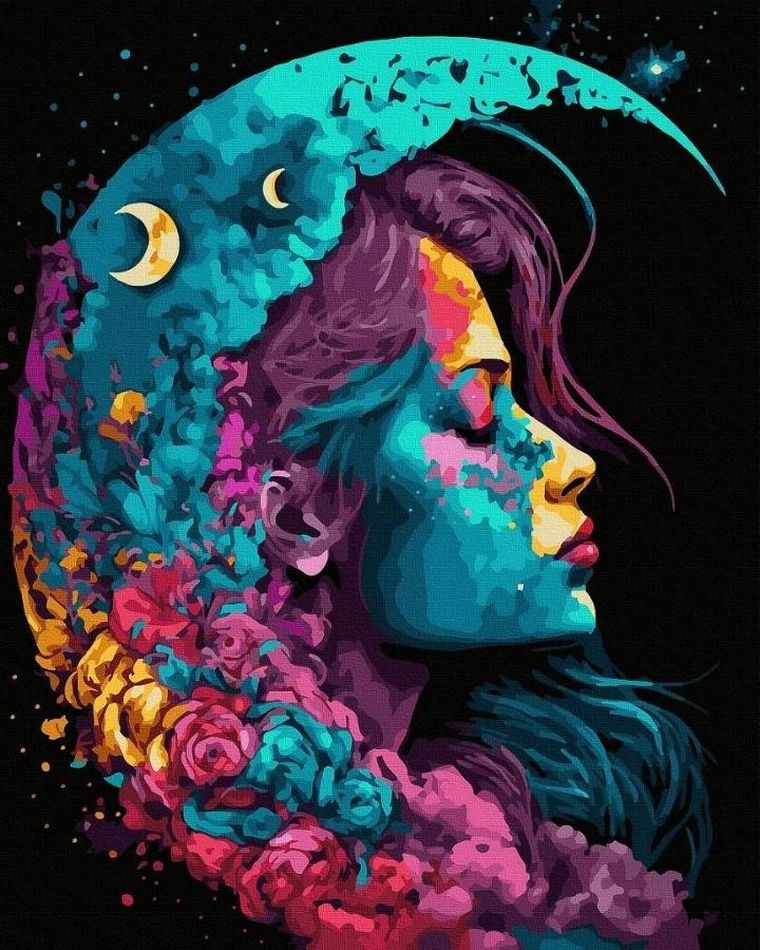 Twoje Hobby, malowanie po numerach, czarne płótno, Księżycowa..