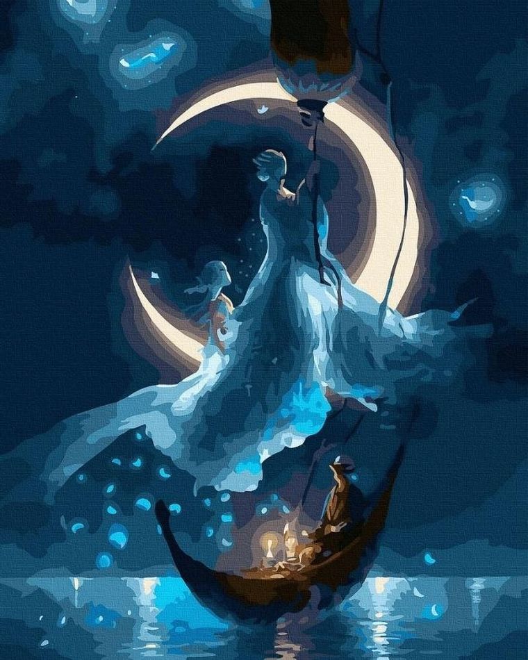 Twoje Hobby, malowanie po numerach, czarne płótno, Księżycowa