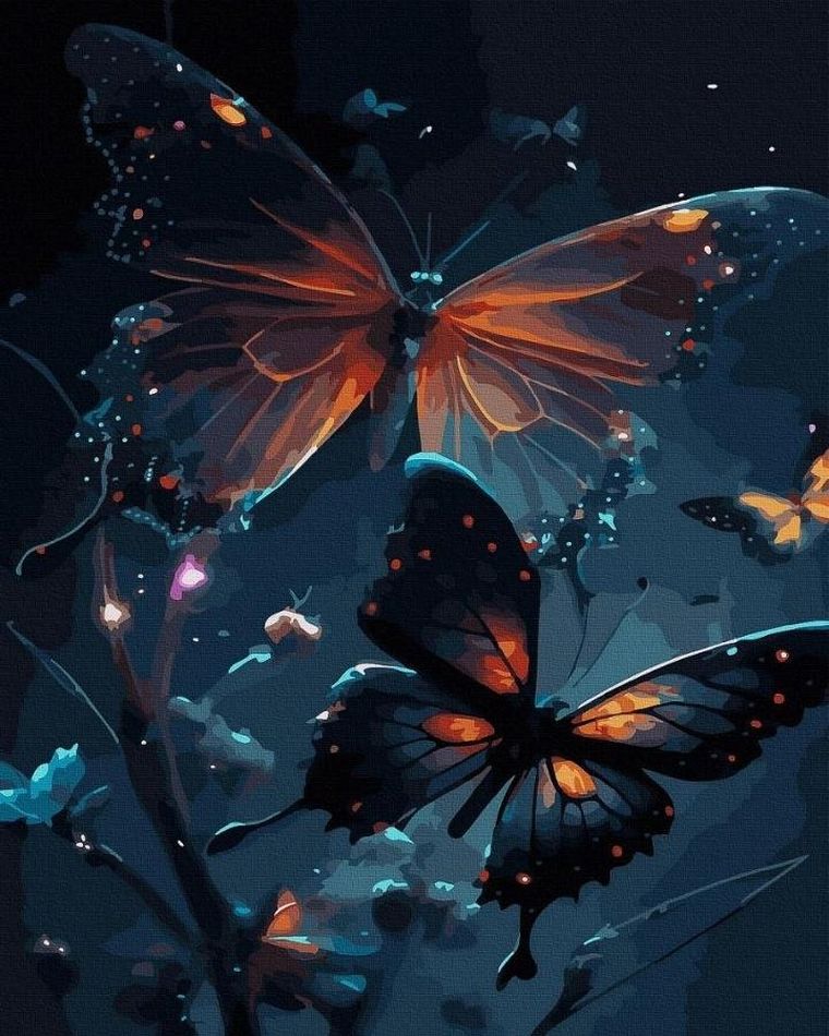 Twoje Hobby, malowanie po numerach, czarne płótno, Nocne Motyle, 40-50 cm