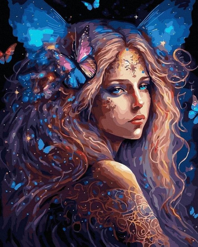 Twoje Hobby, malowanie po numerach, czarne płótno, Wróżka Motyl