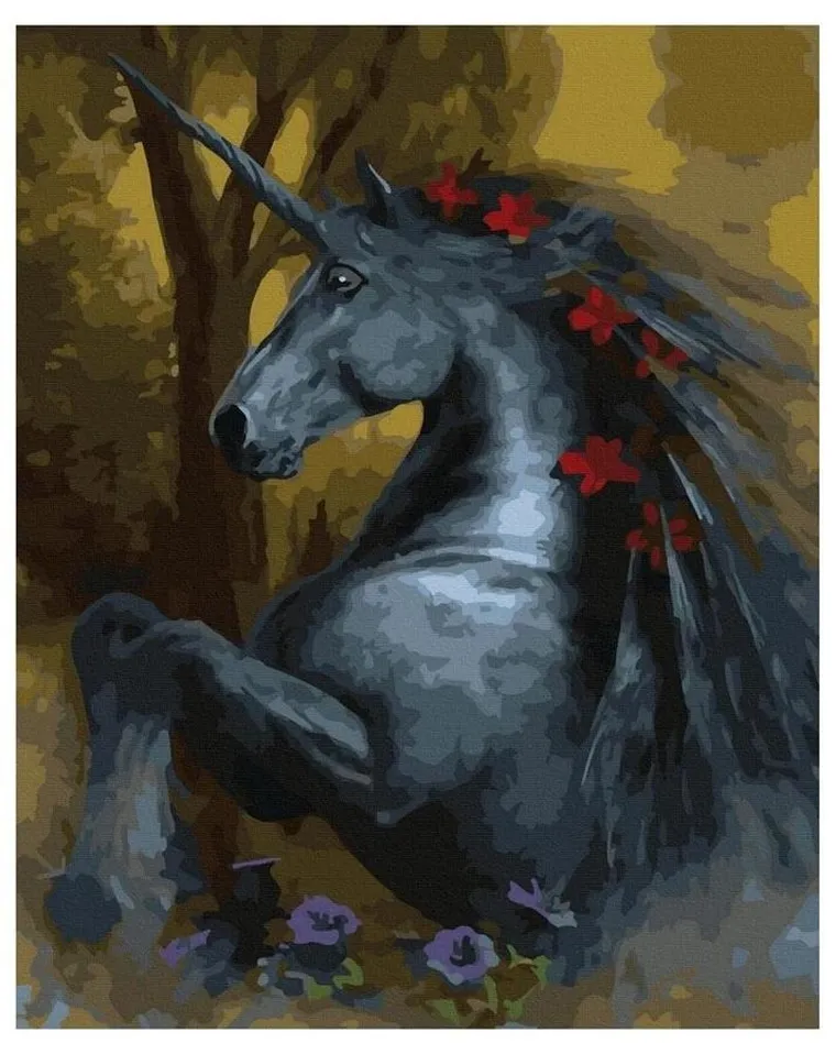 Twoje Hobby, malowanie po numerach, Czarny jednorożec, 40-50 cm