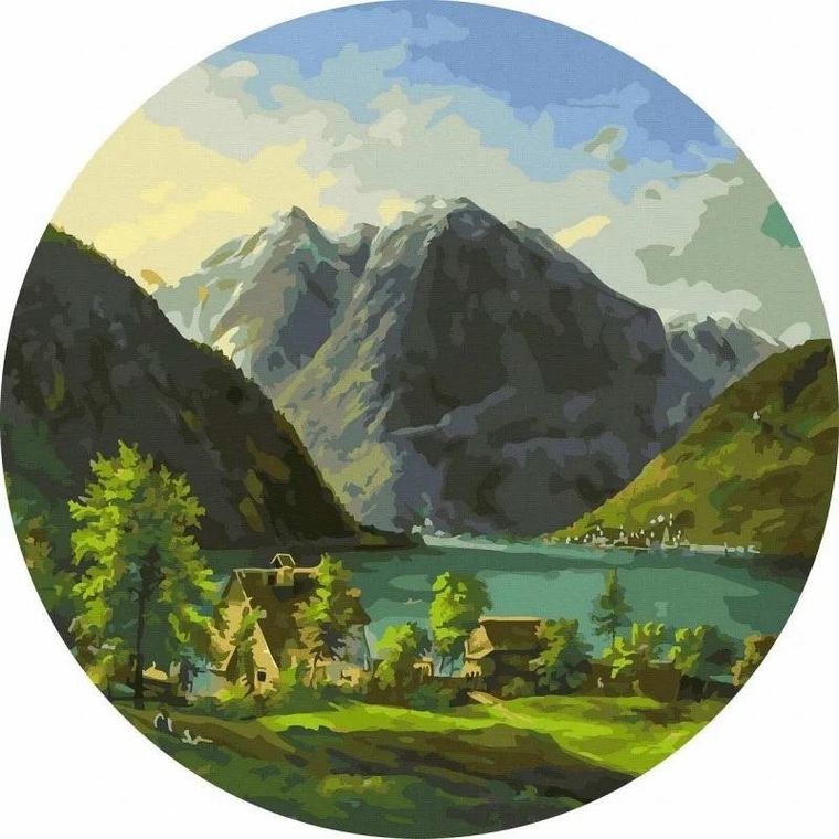 Twoje Hobby, malowanie po numerach, okrągłe, Krajobraz jeziora