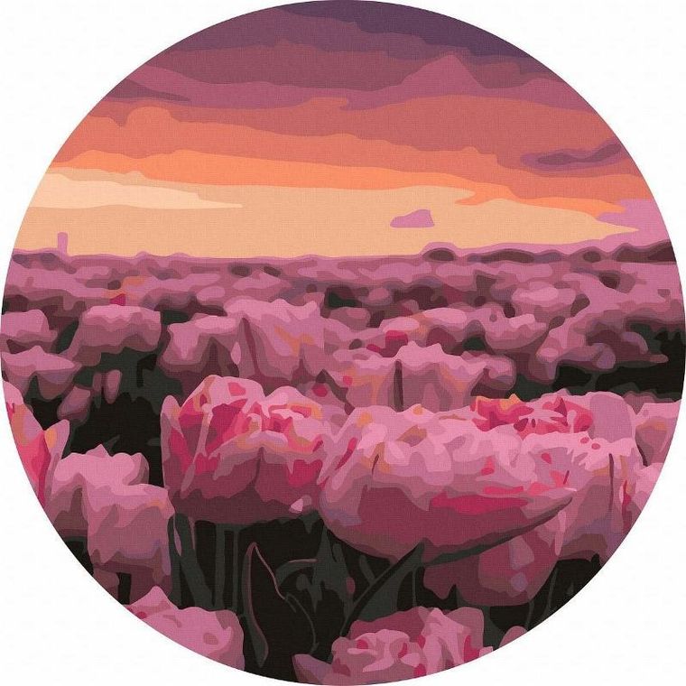 Twoje Hobby, malowanie po numerach, okrągłe, Pole tulipanów, 40 cm