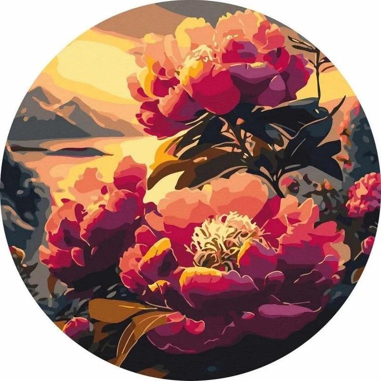 Twoje Hobby, malowanie po numerach, okrągłe, Różowy kwiat, 40 cm