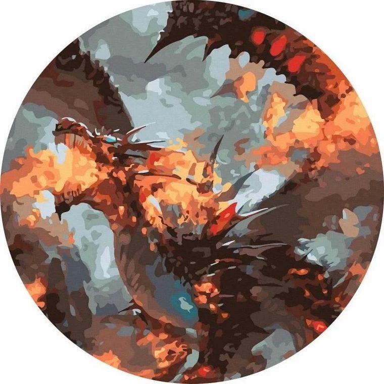 Twoje Hobby, malowanie po numerach, okrągłe, Smok, 40 cm