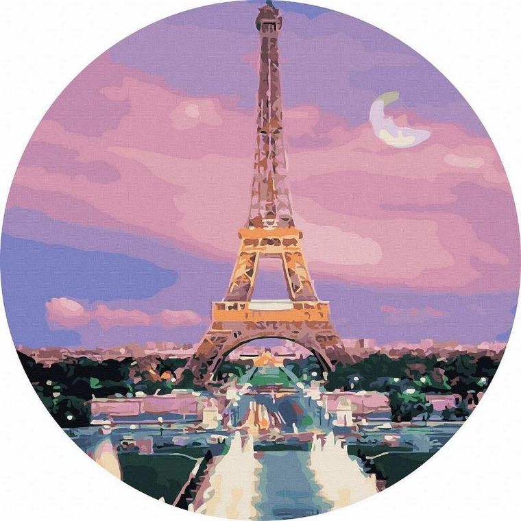 Twoje Hobby, malowanie po numerach, okrągłe, Wieża EIffla, 40 cm