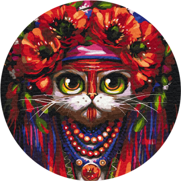 Twoje Hobby, Plakaty, malowanie po numerach, owalne, Kot w wianku