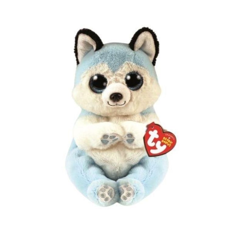Ty, Beanie Babies, Thunder, niebieski husky, 15 cm