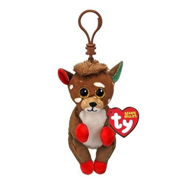 Ty, Beanie Bellies, Renifer Juno, maskotka breloczek, brązowy, 8,5 cm