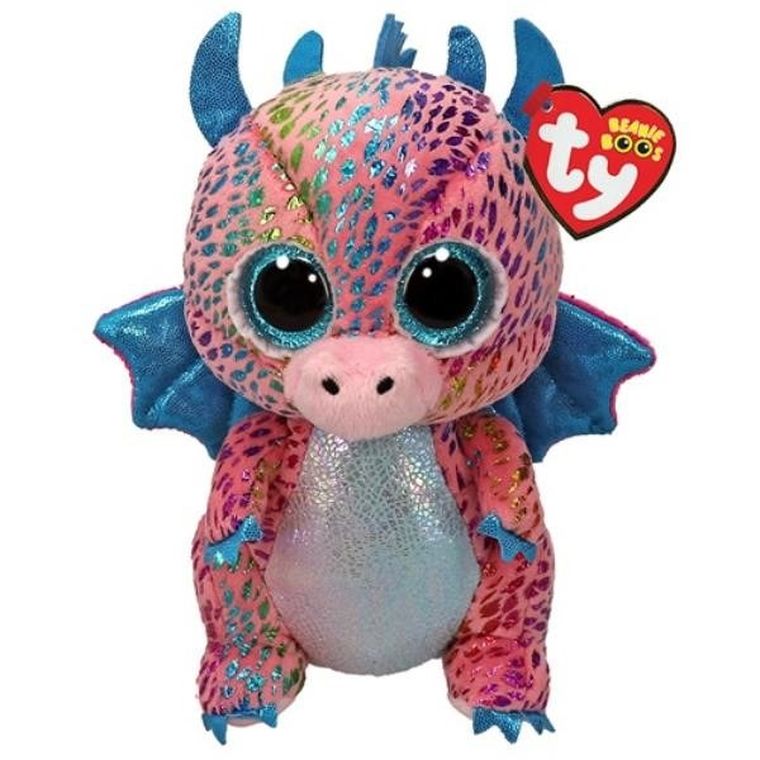 Ty, Beanie Boos, Flint, kolorowy smok, maskotka, 15 cm