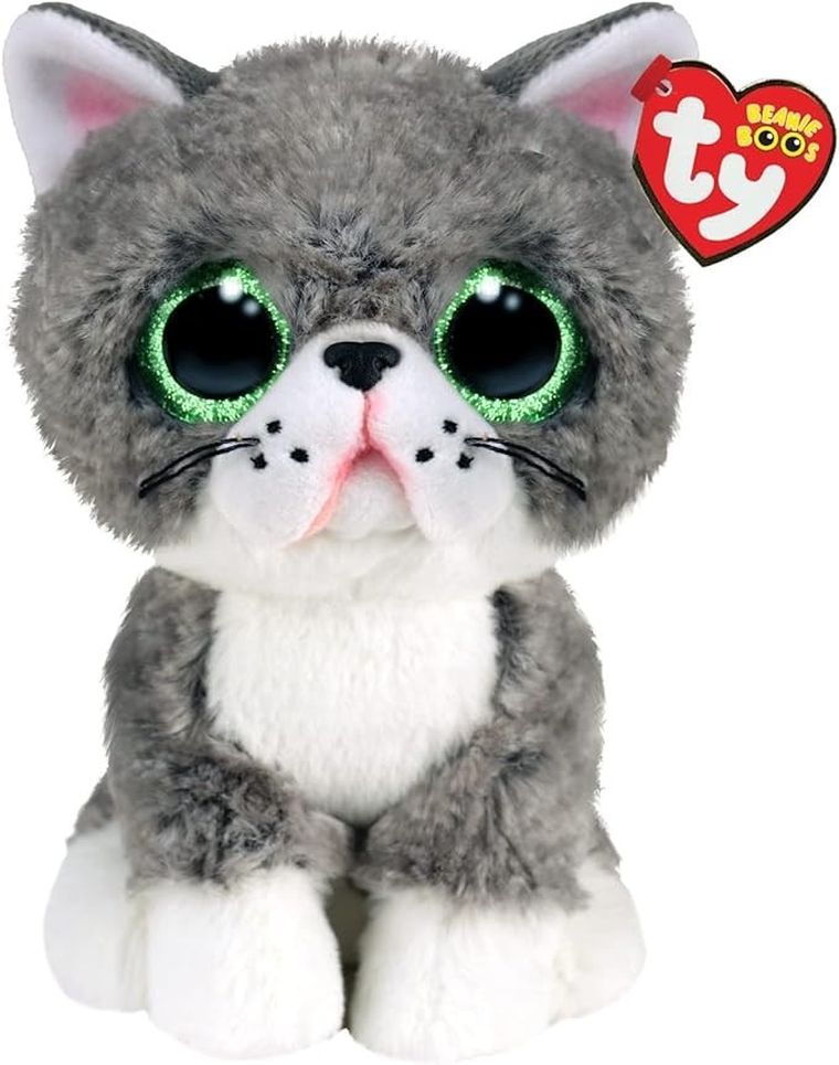 Ty, Beanie Boos, Kot Fergus, maskotka, szary, 15 cm