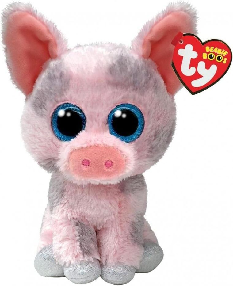 Ty, Beanie Boos, Świnka Hambone, maskotka, różowa, 15 cm