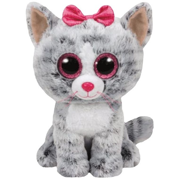Ty, Beanie Boos, szary kot Kiki, maskotka, 24 cm