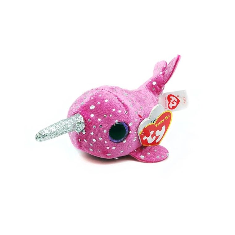 TY, Teeny Tys, Nelly, narwal, różowy, maskotka, 10 cm