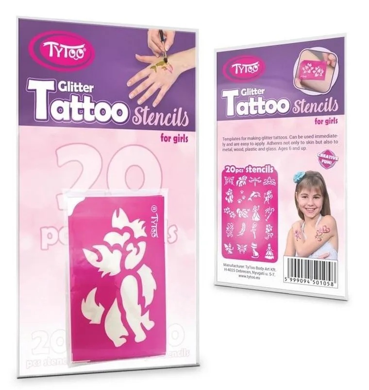 Tytoo, zestaw szablonów do tatuaży, księżniczka