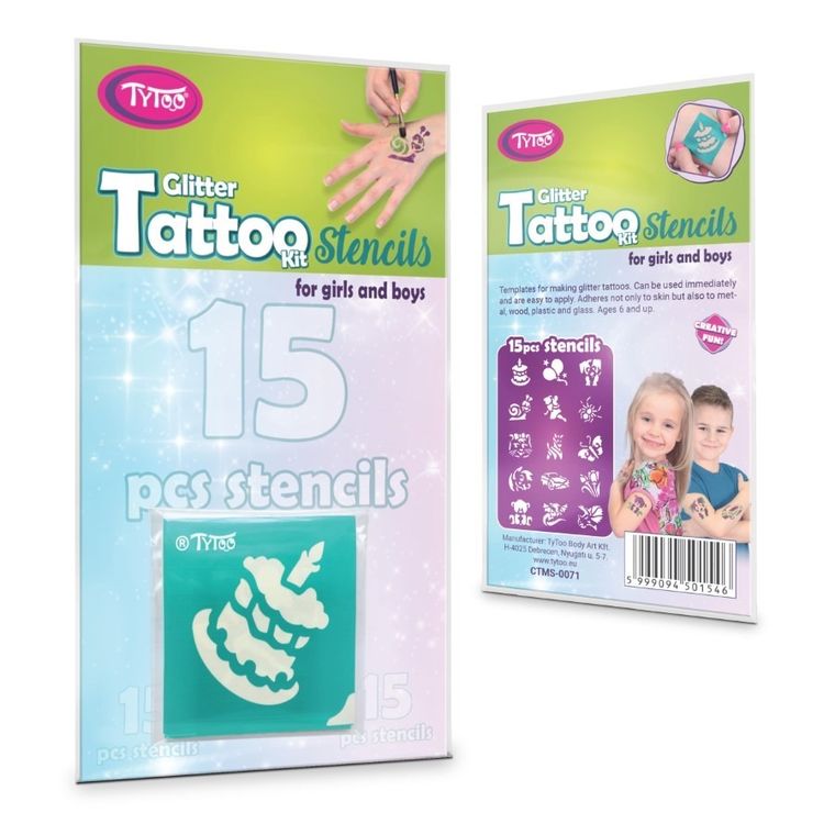 TyToo, zestaw szablonów do tatuaży, wszystkiego najlepszego, 15 elementów