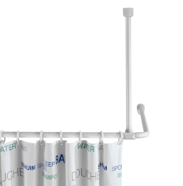 Uchwyt do zawieszenia drążka od zasłony prysznicowej, ø 2 cm, 57 cm, biały