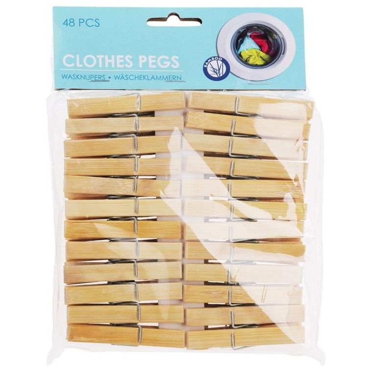 Ultra Clean, klamerki na pranie, bambusowe, 48 szt.