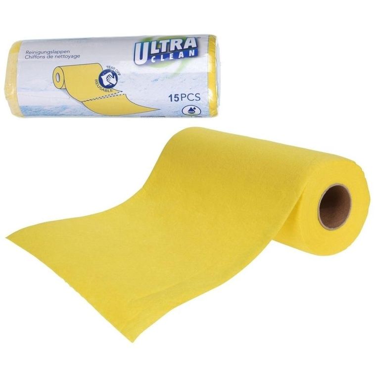 Ultra Clean, ścierki kuchenne na rolce, 33-27 cm, 15 szt.