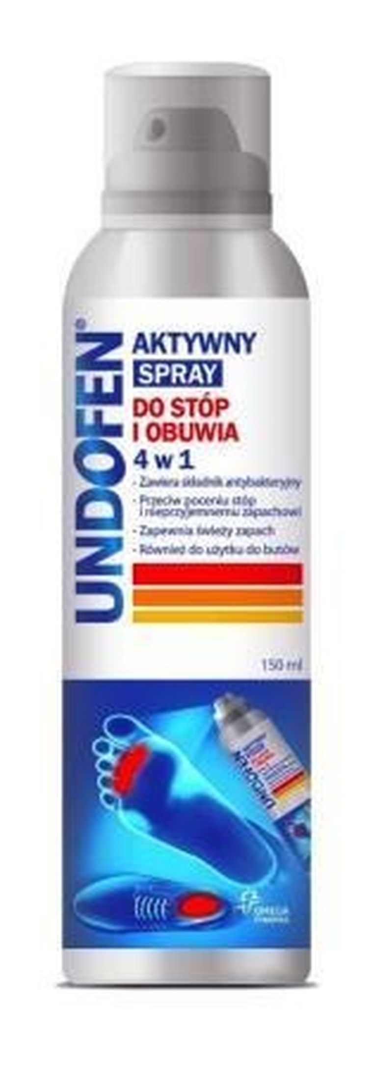 Undofen, aktywny spray do stóp i obuwia 4w1, 150 ml