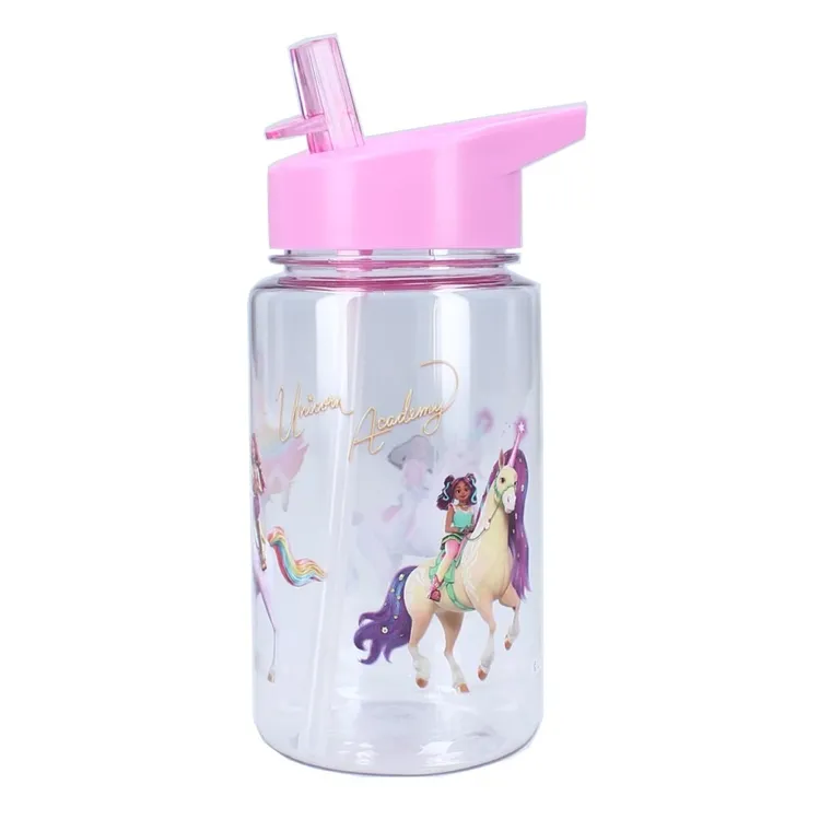 Unicorn Academy, Drink Up, bidon ze słomką, różowy, 450 ml