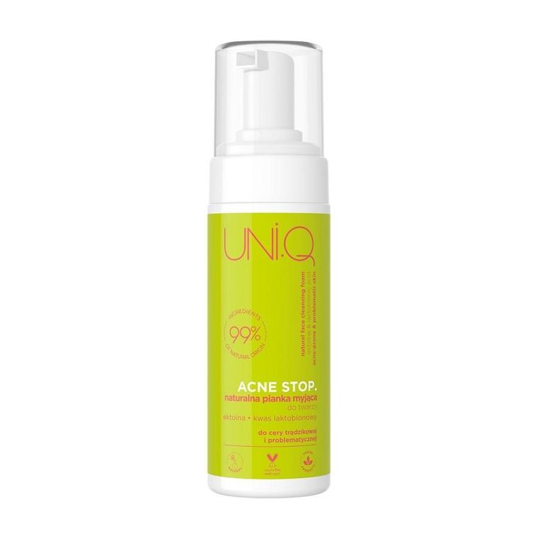 UNI.Q, Acne Stop, naturalna pianka myjąca do twarzy, 150 ml