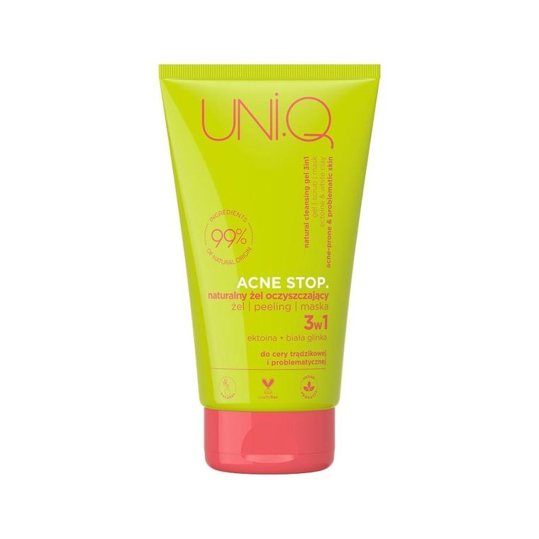 Uni.Q, Acne Stop, naturalny żel oczyszczający 3w1, 150 ml