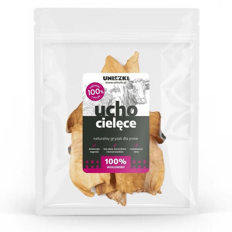 Uniszki, ucho cielęce, przysmak dla psa, 10 szt.