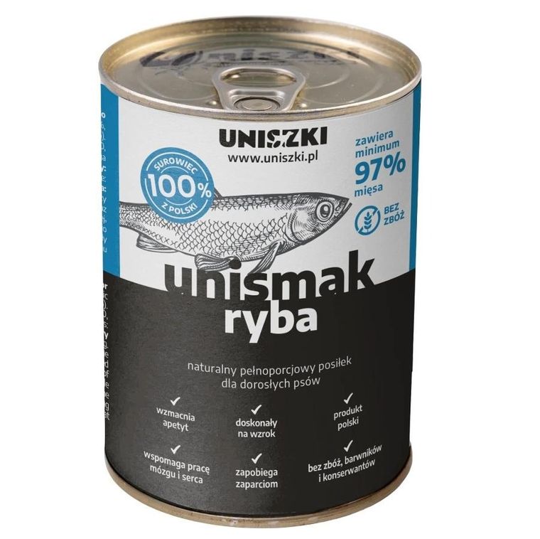 Uniszki, Unismak, Ryba, mokra karma dla psów, 400g