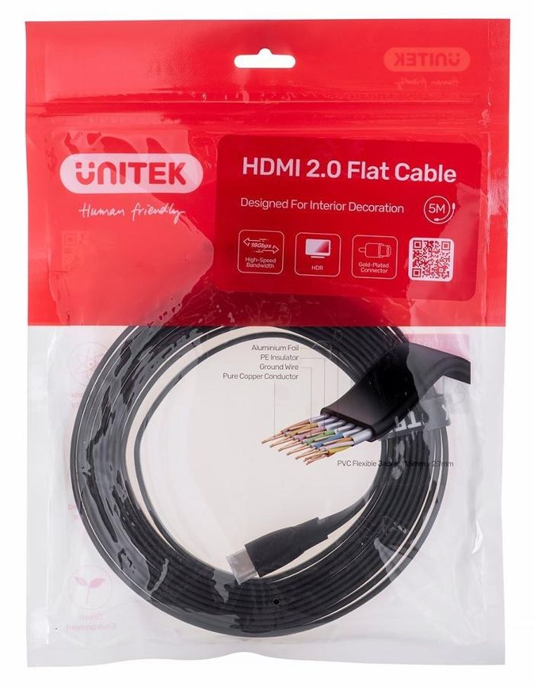 Unitek, C11063BK, kabel HDMI 2.0, czarny, 4K, 60 Hz, 5 m