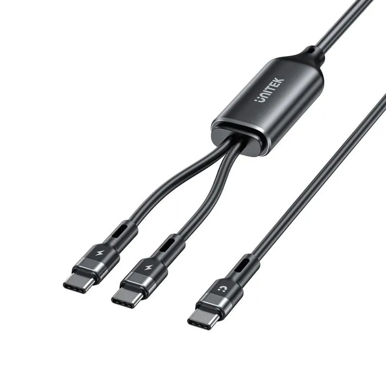 Unitek, kabel, USB-C, 2w1, PD 100W, SILIKON, 1,8m