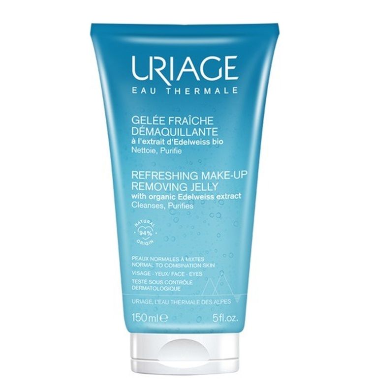 Uriage, Refreshing Make-Up Removing Jelly, odświeżający żel do demakijażu z ekstraktem z organicznej szarotki alpejskiej, 150 ml