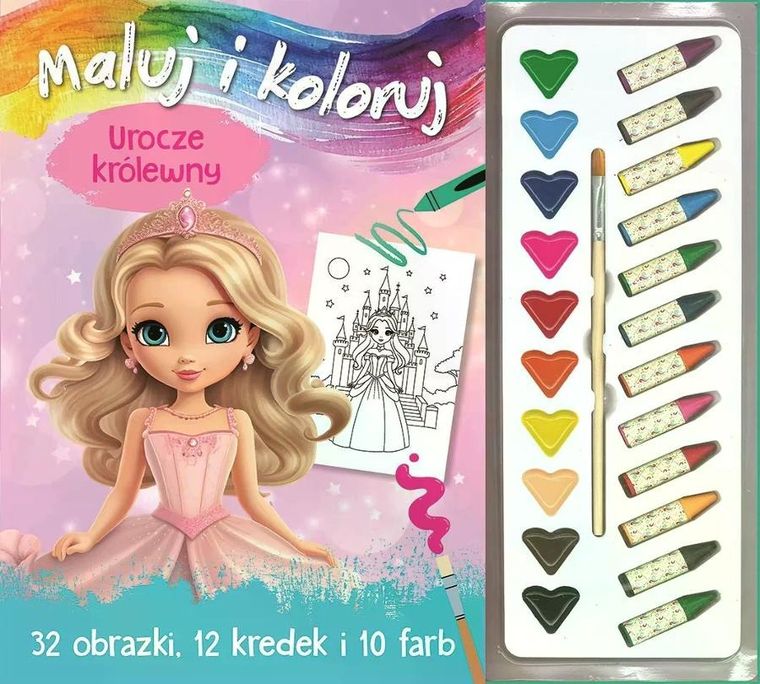 Urocze królewny. Maluj i koloruj