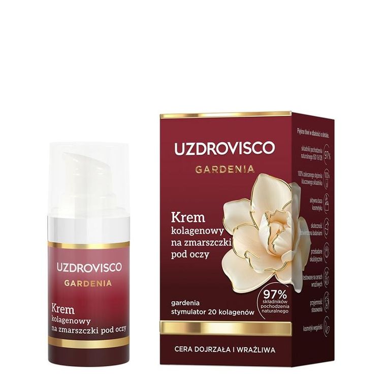 Uzdrovisco, Gardenia, krem kolagenowy na zmarszczki pod oczy, 15 ml