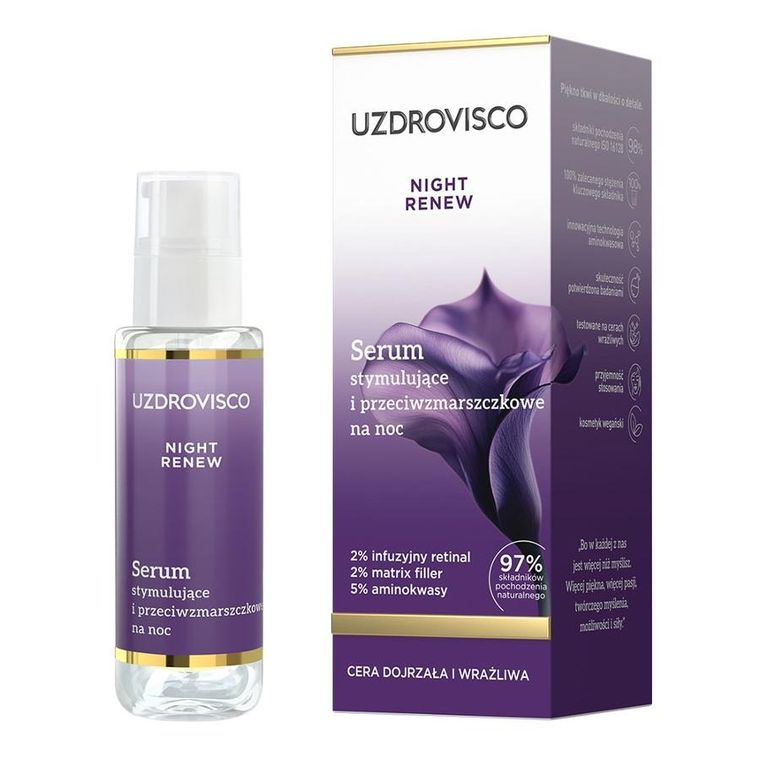 Uzdrovisco, Night Renew, serum stymulujące i przeciwzmarszczkowe na noc, 30 ml