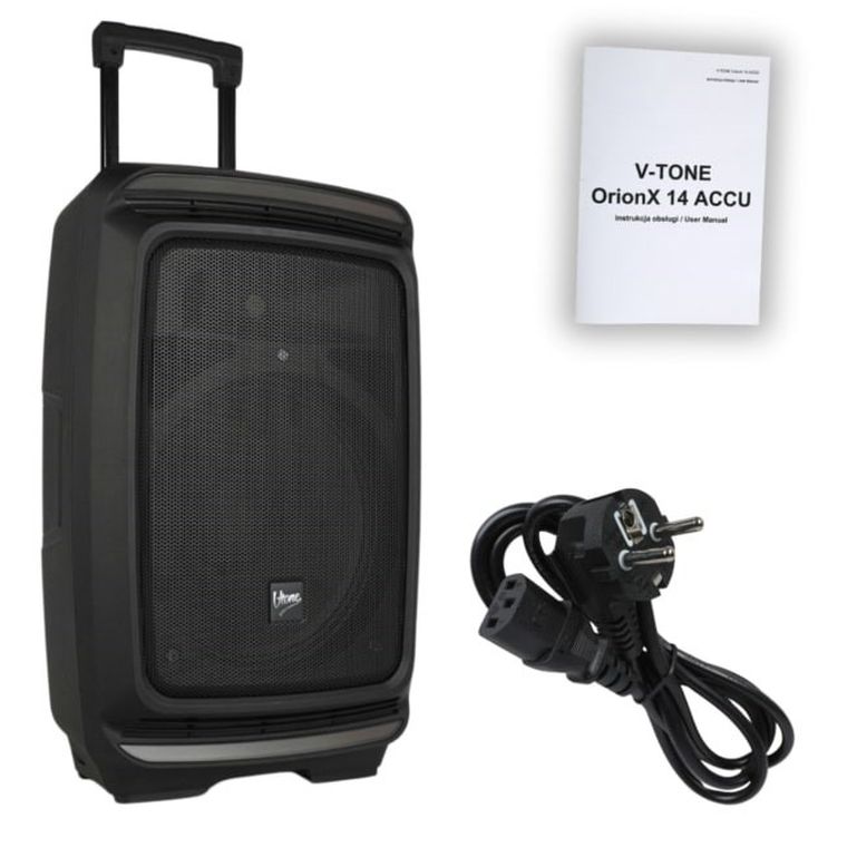 V-tone, OrionX 14 ACCU, kolumna aktywna akumulatorowa, czarna, Bluetooth, TWS, USB, AUX, FM, DSP, 135W RMS