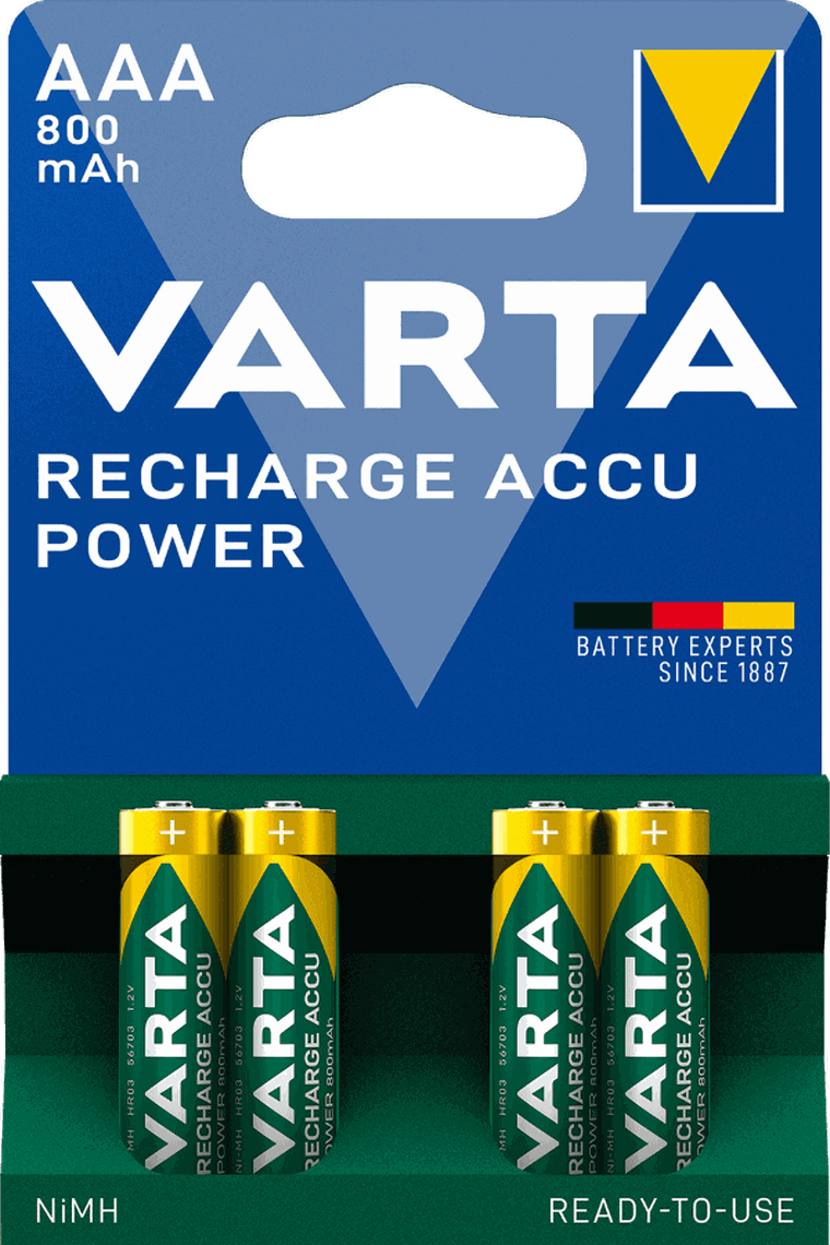 VARTA, Ready2Use, zestaw akumulatorków AAA, 800 mAh, Ni-MH