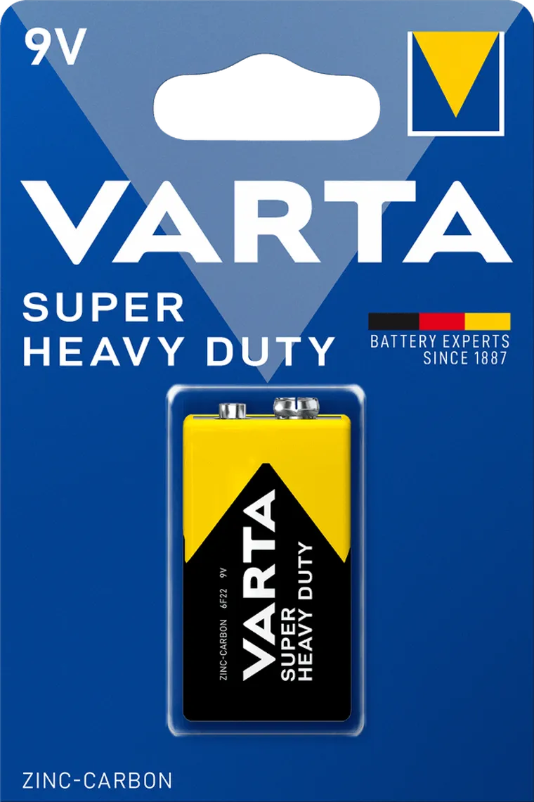 VARTA, Super Heavy Duty, bateria cynkowo-węglowa, 9V 6F22, Zn-C, 1 szt.