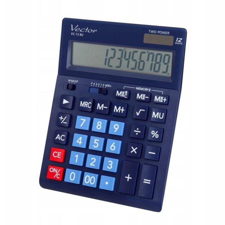 Vector, kalkulator biurowy, granatowy, 12 cyfrowy wyświetlacz