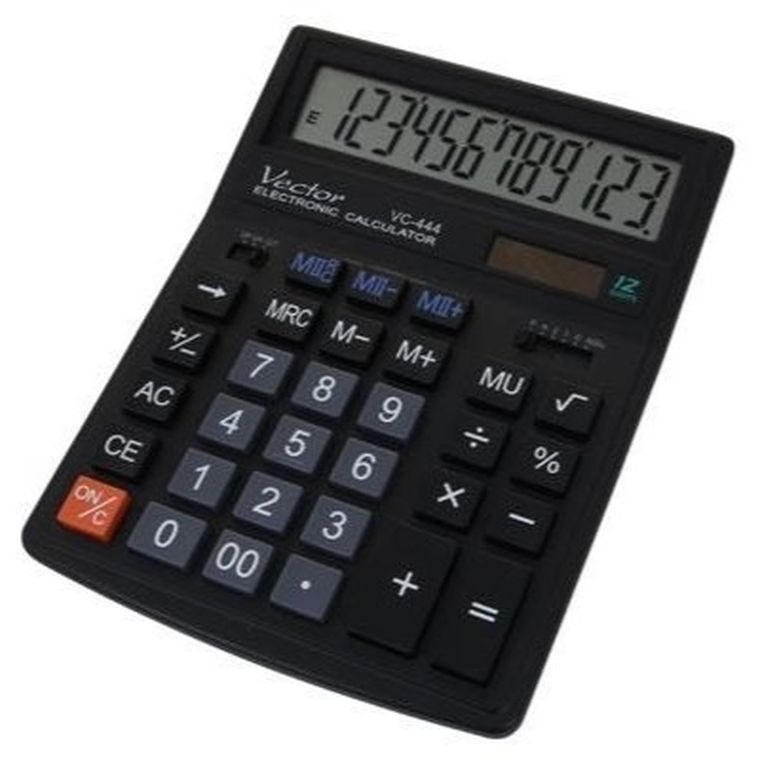 Vector, kalkulator, czarny, 12 cyfrowy wyświetlacz