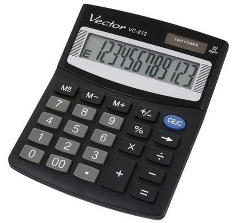 Vector, kalkulator, czarny, 12 cyfrowy wyświetlacz