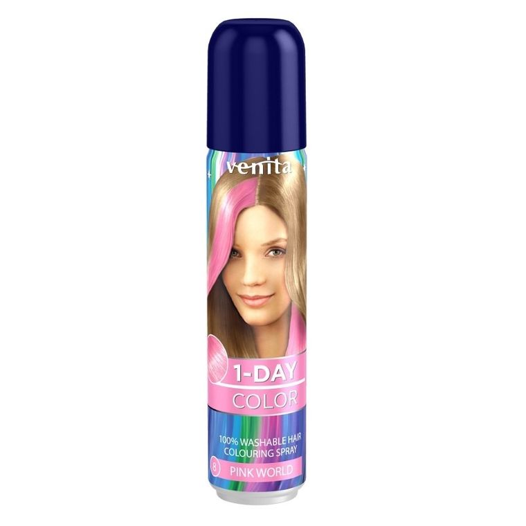 Venita, 1-Day Color, koloryzujący spray do włosów, Różowy Świat, 50 ml