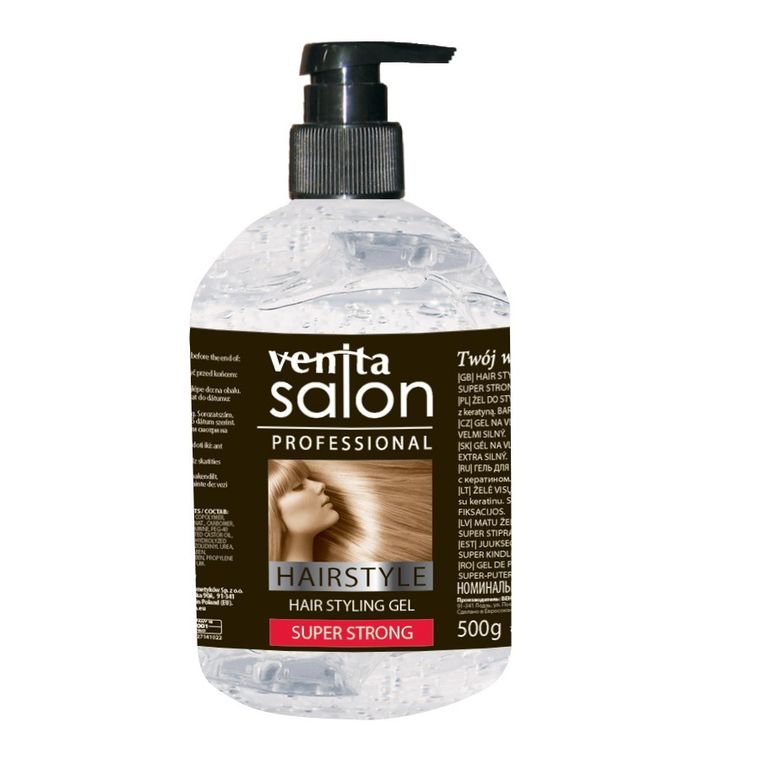 Venita, Hair Styling Gel, żel do stylizacji włosów, Super Strong, 500 g