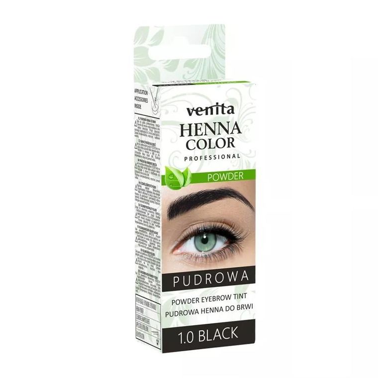 Venita, Henna, Color Powder, pudrowa henna do brwi, 1.0 Black, 4g