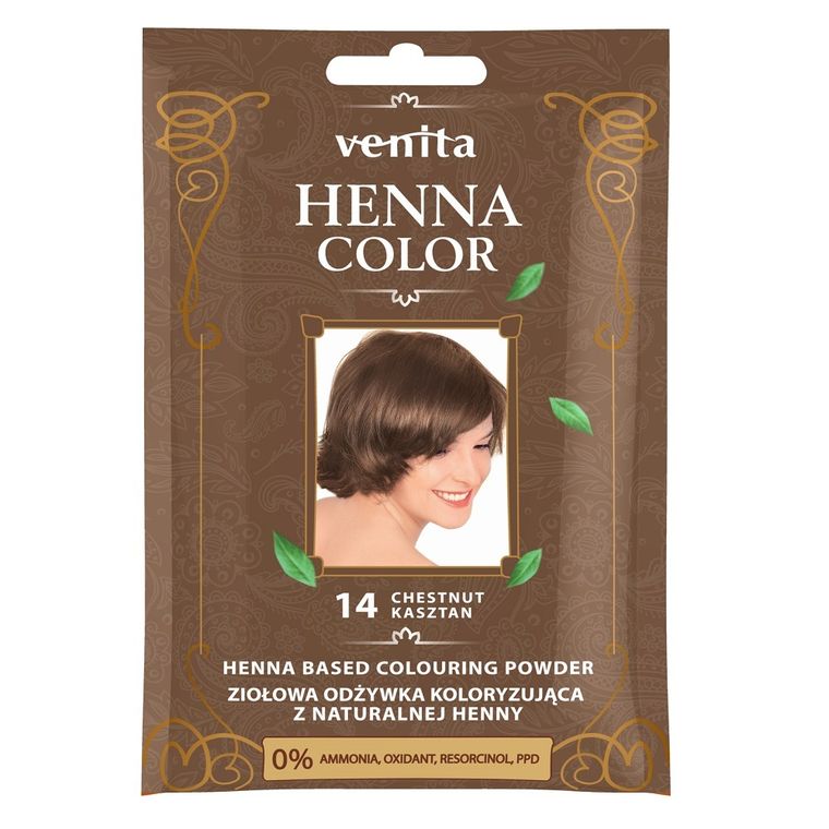 Venita, Henna Color, ziołowa odżywka koloryzująca z naturalnej henny, 14 Kasztan
