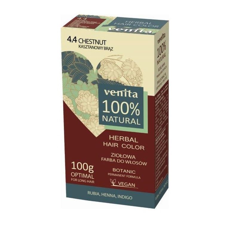 Venita, Herbal Hair Color, ziołowa farba do włosów, 4.4 Kasztanowy Brąz, 100 g